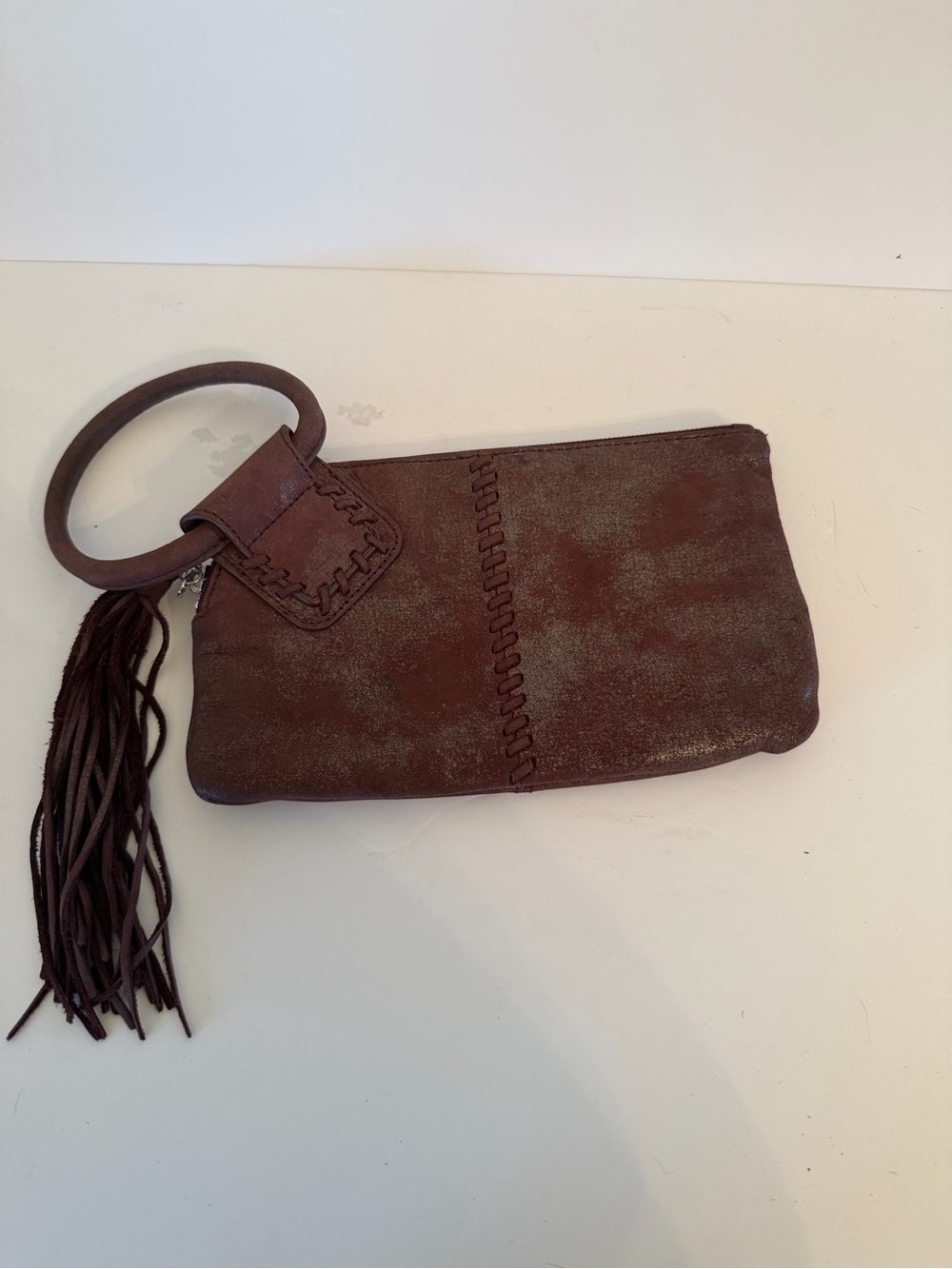 HOBO Brown Suede Wristlet Clutch with Tassel